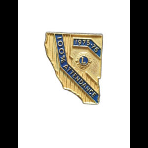 Vintage Lions Club 100% Attendance Award Lapel Pin 1975 1976 California Nevada